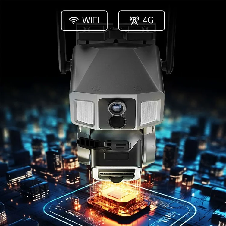 Y7A 3 Lens Solar HD AI Detection Camera Outdoor Waterproof Night Vision WiFi Camera