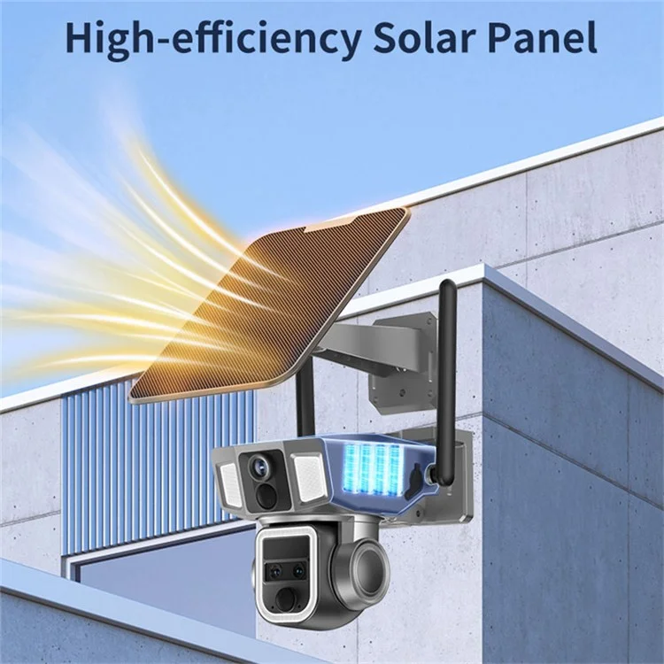 Y7A 3 Lens Solar HD AI Detection Camera Outdoor Waterproof Night Vision WiFi Camera