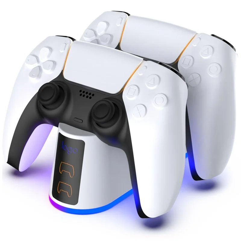 DSP-828 For Sony PlayStation 5 Game Controller Dual Slot Charger Dock LED Light Fast Charging Station
