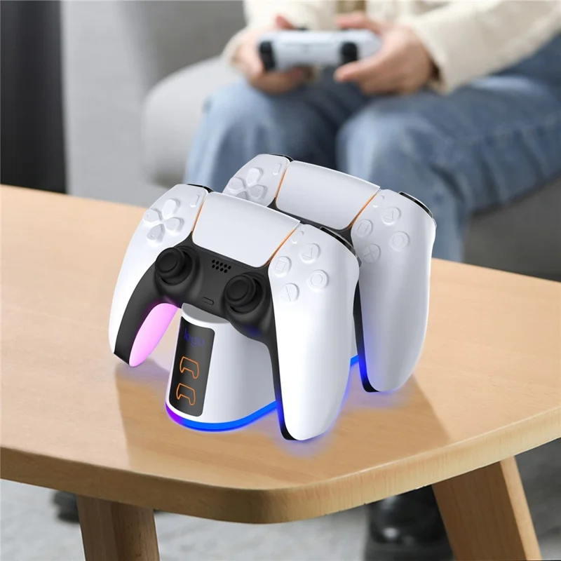 DSP-828 For Sony PlayStation 5 Game Controller Dual Slot Charger Dock LED Light Fast Charging Station