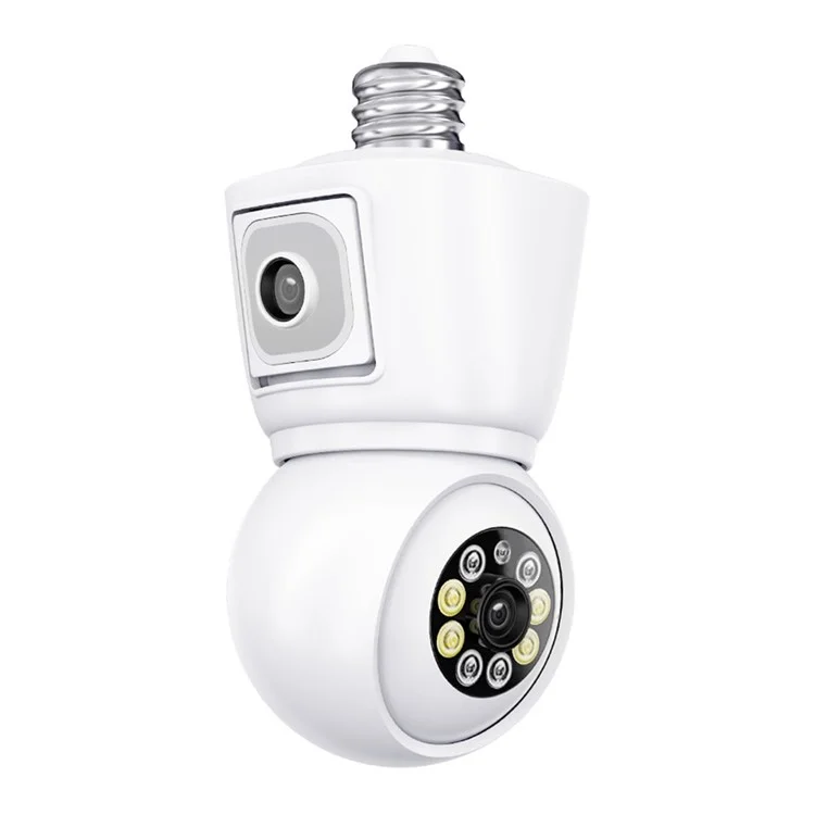 ESCAM QF202 E27 2x2MP Dual Lens Dual Screen Security Camera Two-Way Voice Motion Detection WiFi Camera