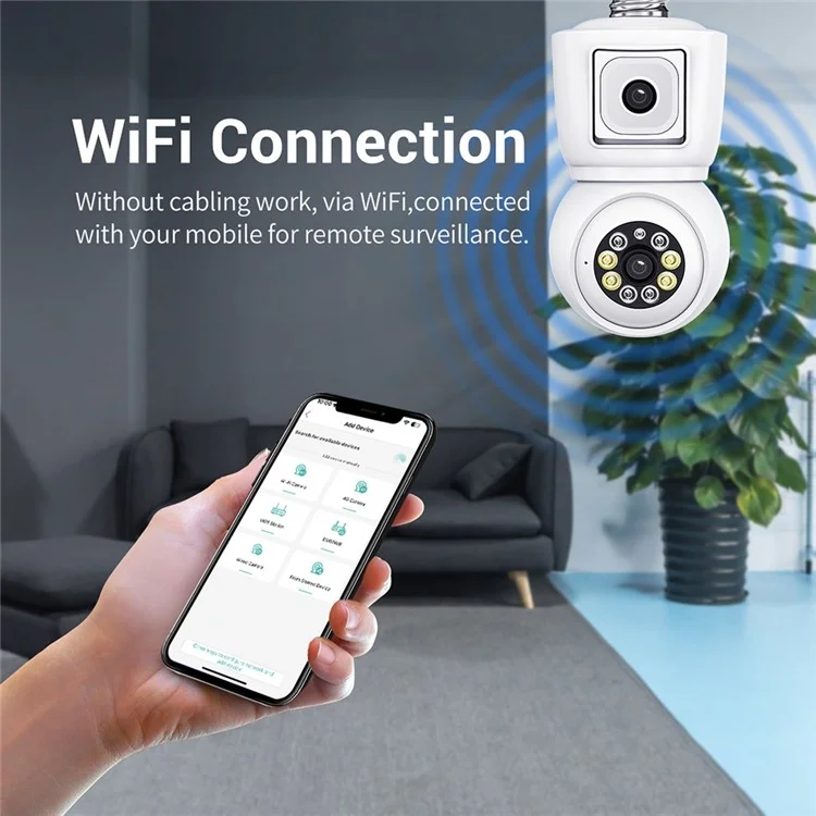 ESCAM QF202 E27 2x2MP Dual Lens Dual Screen Security Camera Two-Way Voice Motion Detection WiFi Camera