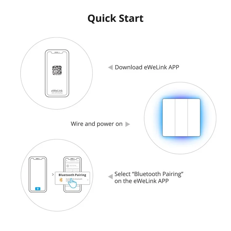 SONOFF TX Ultimate WiFi / eWeLink-Remote Smart Touch Wall Switch with RGB Light - EU Plug / T5-3C-86