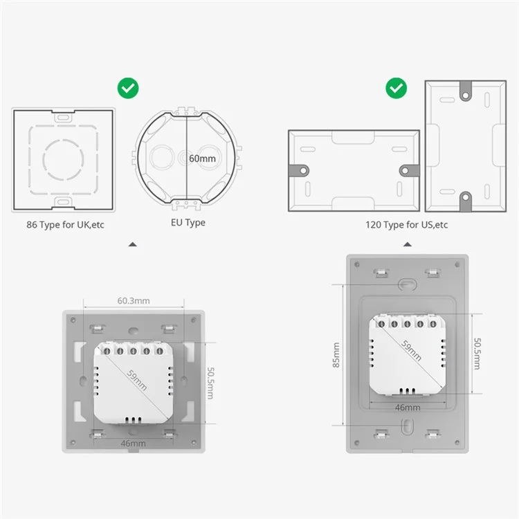 SONOFF TX Ultimate WiFi / eWeLink-Remote Smart Touch Wall Switch with RGB Light - EU Plug / T5-3C-86