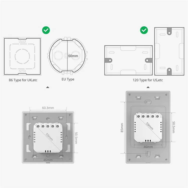 SONOFF TX Ultimate WiFi / eWeLink-Remote Smart Touch Wall Switch with RGB Light - US Plug / T5-4C-120