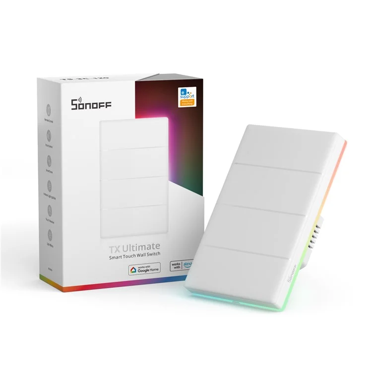 SONOFF TX Ultimate WiFi / eWeLink-Remote Smart Touch Wall Switch with RGB Light - US Plug / T5-4C-120