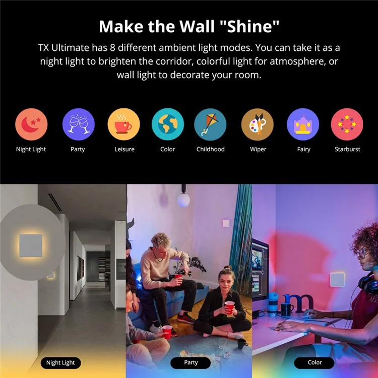 SONOFF TX Ultimate WiFi / eWeLink-Remote Smart Touch Wall Switch with RGB Light - US Plug / T5-4C-120