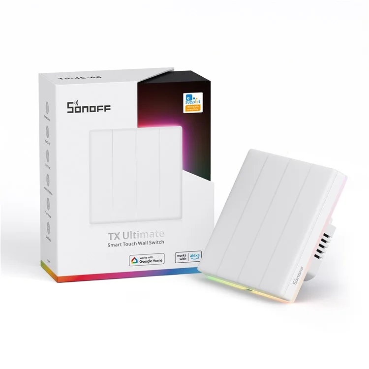 SONOFF TX Ultimate RGB Light Smart Touch Wall Switch Support WiFi, eWeLink-Remote - EU Plug / T5-4C-86