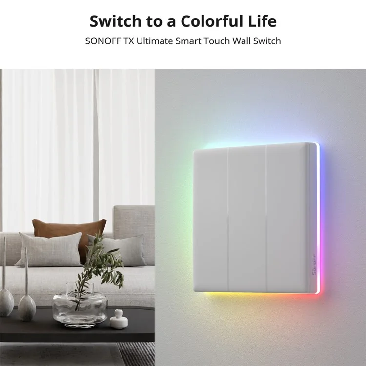 SONOFF TX Ultimate RGB Light Smart Touch Wall Switch Support WiFi, eWeLink-Remote - EU Plug / T5-4C-86