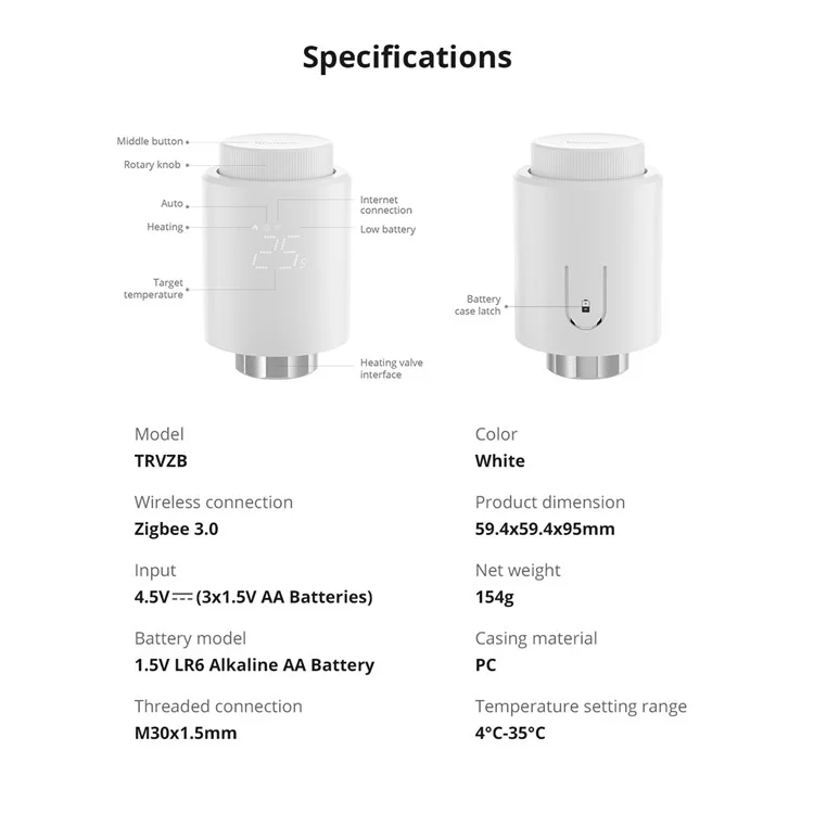 SONOFF TRVZB Zigbee Thermostatic Radiator Valve for Efficient Heating Control