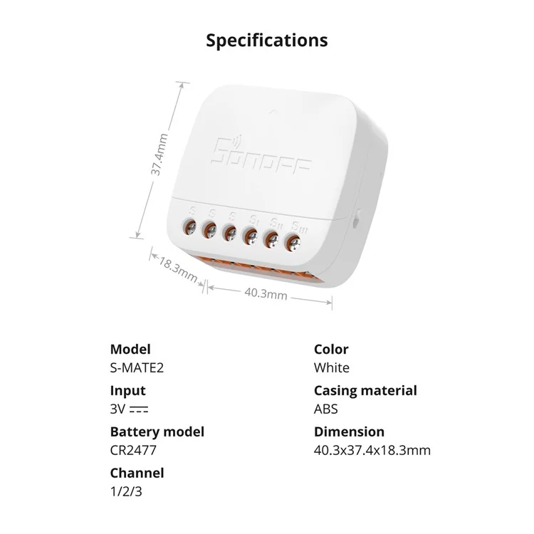 SONOFF S-MATE2 eWeLink-Remote Switch Mate para Smart Home Módulo Modificado