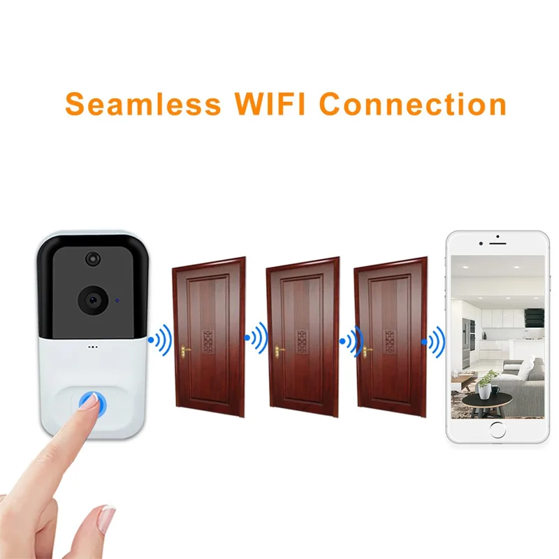 SN-D220 Tuya Wireless WiFi 1080P Motion Detection Doorbell Camera for Home Security - Black
