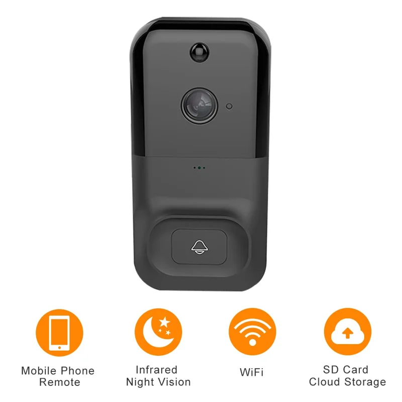 SN-D220 Tuya Wireless WiFi 1080P Motion Detection Doorbell Camera for Home Security - Black