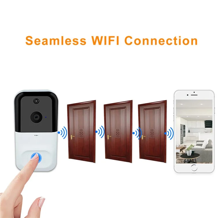 SN-D220 Tuya Wireless WiFi 1080P Motion Detection Doorbell Camera for Home Security - Black  /  White