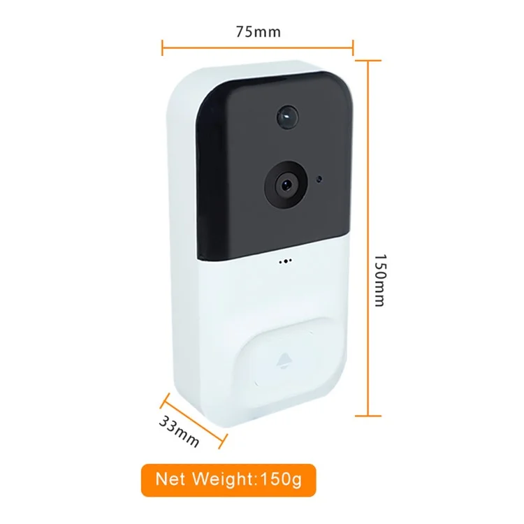 SN-D220 Tuya Wireless WiFi 1080P Motion Detection Doorbell Camera for Home Security - Black  /  White