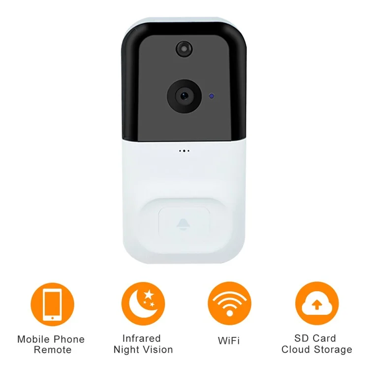 SN-D220 Tuya Wireless WiFi 1080P Motion Detection Doorbell Camera for Home Security - Black  /  White