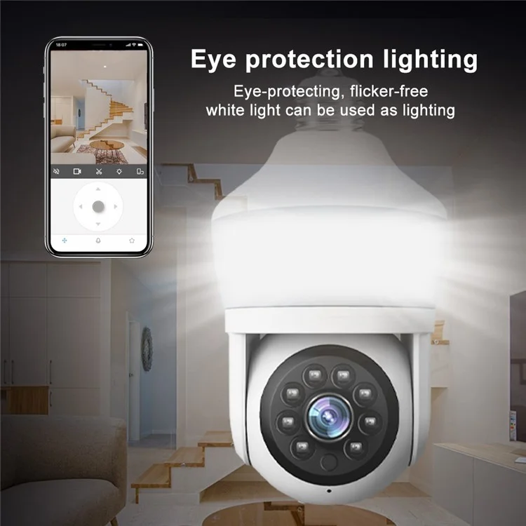 Ampoule Caméra WiFi Bluetooth D211EM 3MP Forme de Ampoule Détection de Mouvement Voix Bidirectionnelle Vision Nocturne