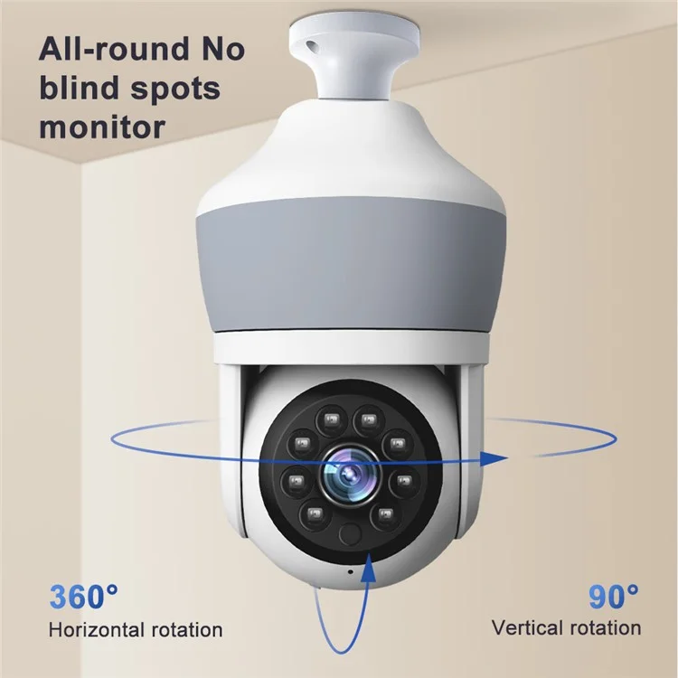 Ampoule Caméra WiFi Bluetooth D211EM 3MP Forme de Ampoule Détection de Mouvement Voix Bidirectionnelle Vision Nocturne