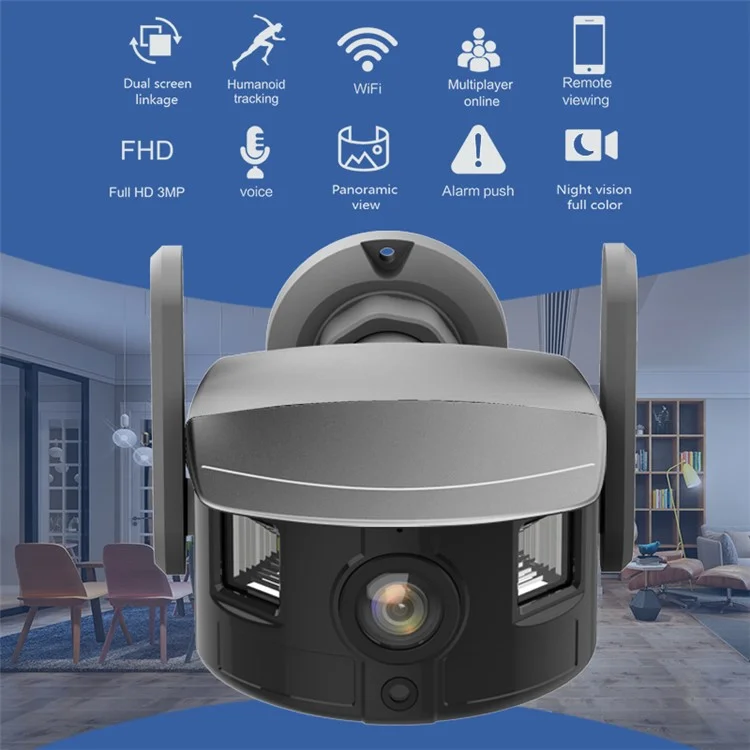 I311M HD Security Camera WiFi Pet Baby Monitor Supports Two-Way Intercom, Cloud Storage - Grey/US Plug