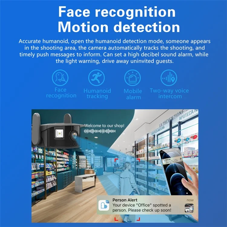 I311M HD Security Camera WiFi Pet Baby Monitor Supports Two-Way Intercom, Cloud Storage - Grey/US Plug