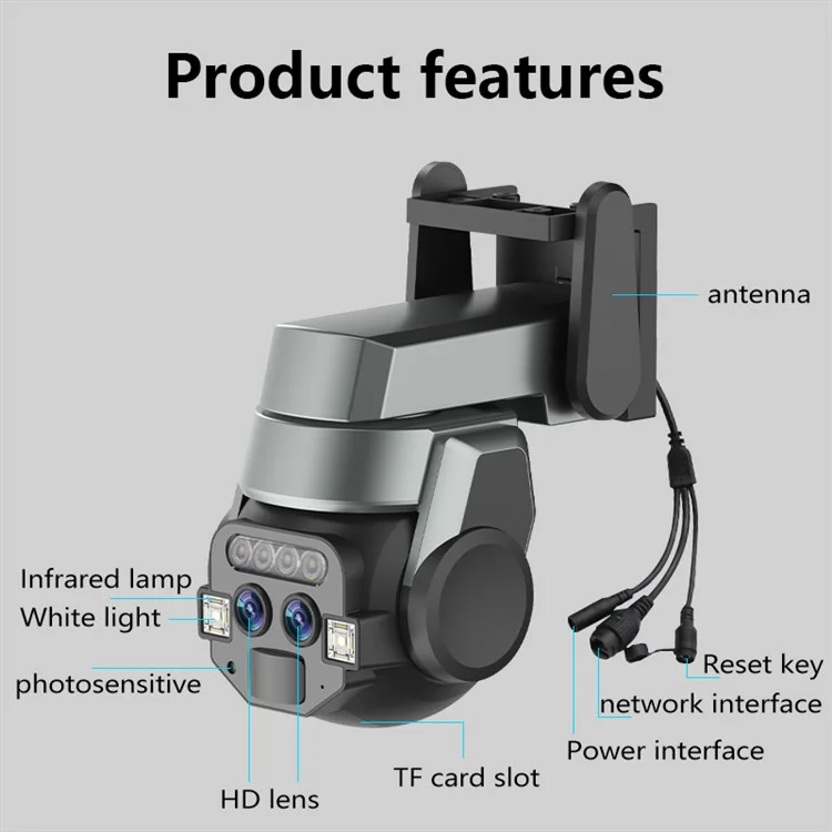 Q820M 10x Zoom Binocular Monitor Night Vision Home Surveillance WiFi Camera - EU Plug