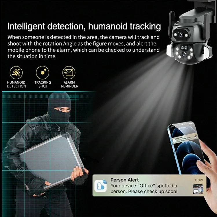 Q821 4MP 2.4G WiFi 3D Câmera de Vigilância Direcional Night Vision Monitor - Plugue da UE