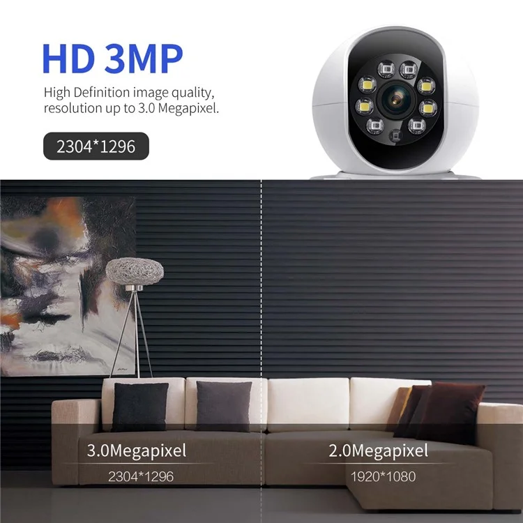ESCAM QF104 Video Call WiFi Security Camera 3MP Pet Baby Monitor Motion Detection Recorder - US Plug