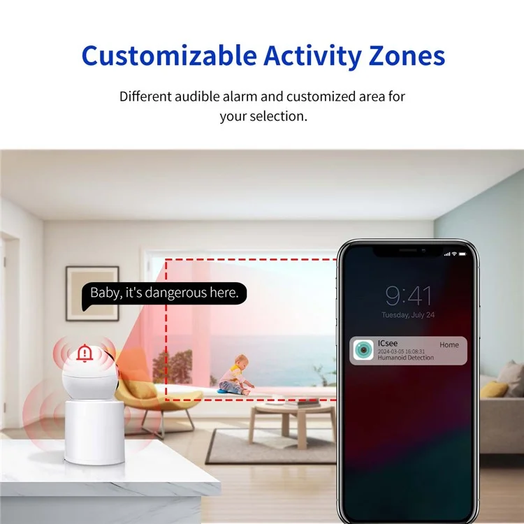 ESCAM QF104 Video Call WiFi Security Camera 3MP Pet Baby Monitor Motion Detection Recorder - US Plug