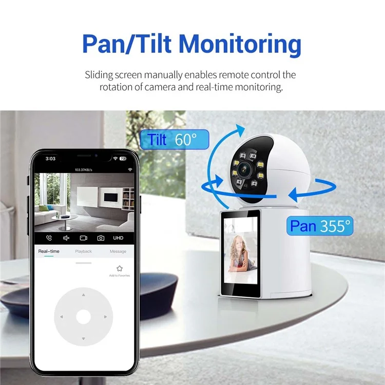 ESCAM QF104 Video Call WiFi Security Camera 3MP Pet Baby Monitor Motion Detection Recorder - US Plug