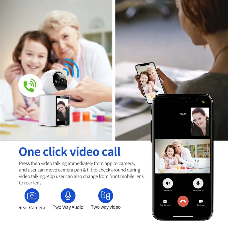 ESCAM QF104 Video Call WiFi Security Camera 3MP Pet Baby Monitor Motion Detection Recorder - EU Plug