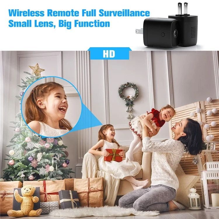 HI50 Charger Shape HD Night Vision Camera Home Security Mini WiFi Camera - EU Plug