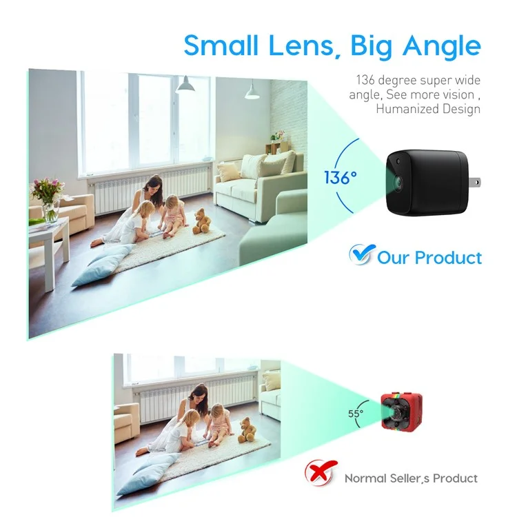 HI50 Charger Shape HD Night Vision Camera Home Security Mini WiFi Camera - EU Plug