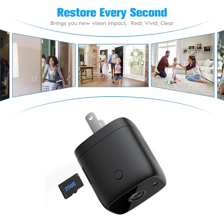 HI50 Charger Shape HD Night Vision Camera Home Security Mini WiFi Camera - EU Plug