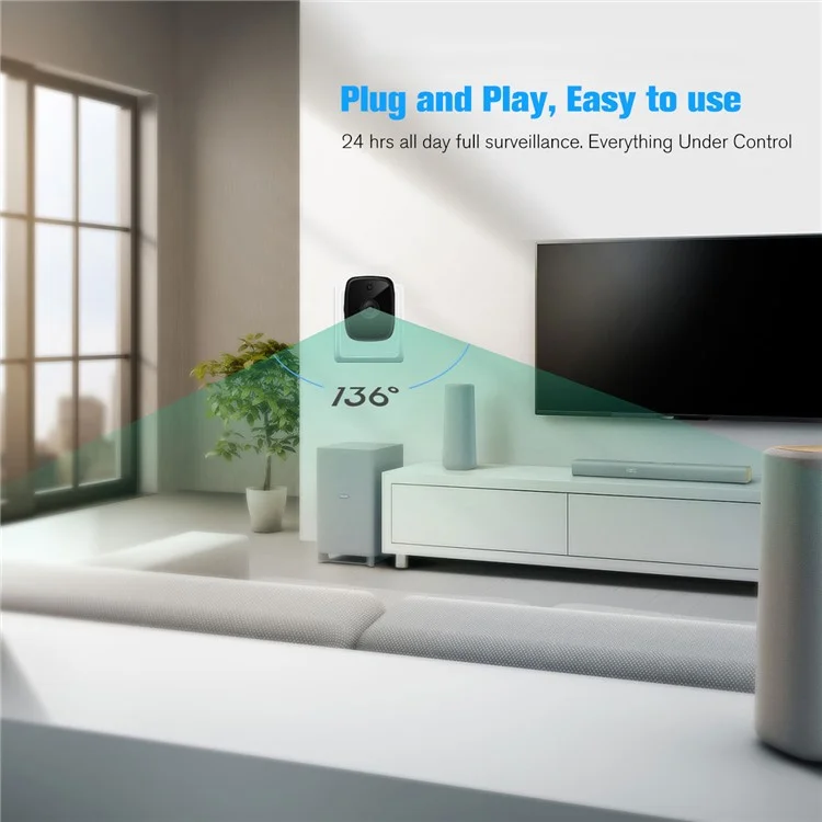 HI50 Charger Shape HD Night Vision Camera Home Security Mini WiFi Camera - EU Plug