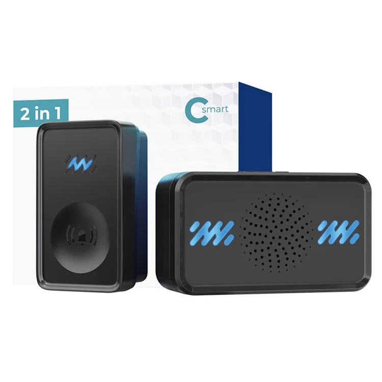 Smart Wireless Waterproof Doorbell Self-powered 4-Gear Volume Home Door Bell, 1 Receiver + 1 Button (CE is applying) - Black
