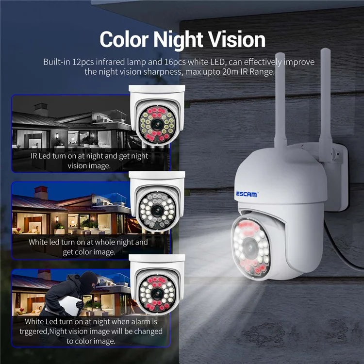 ESCAM PT305 1080p Détection de Mouvement Étanche 2.4g / Caméra IP WiFi 5G - Plug