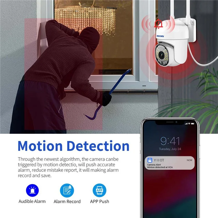 ESCAM PT305 1080p Détection de Mouvement Étanche 2.4g / Caméra IP WiFi 5G - Plug