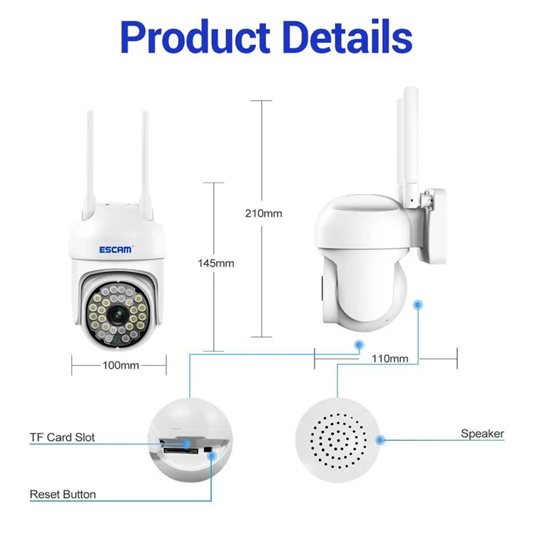 ESCAM PT305 1080p Détection de Mouvement Étanche 2.4g / Caméra IP WiFi 5G - Plug