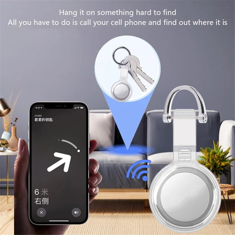 For Apple AirTag Locator PC Protective Case Clear Waterproof Cover - Gold Buckle