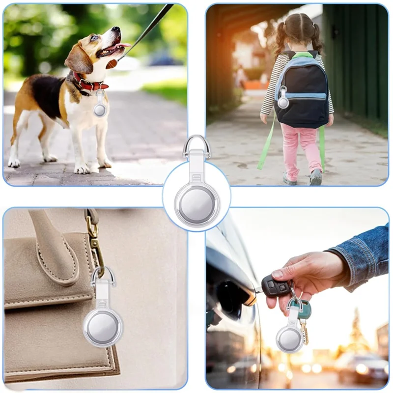 For Apple AirTag Locator PC Protective Case Clear Waterproof Cover - Gold Buckle