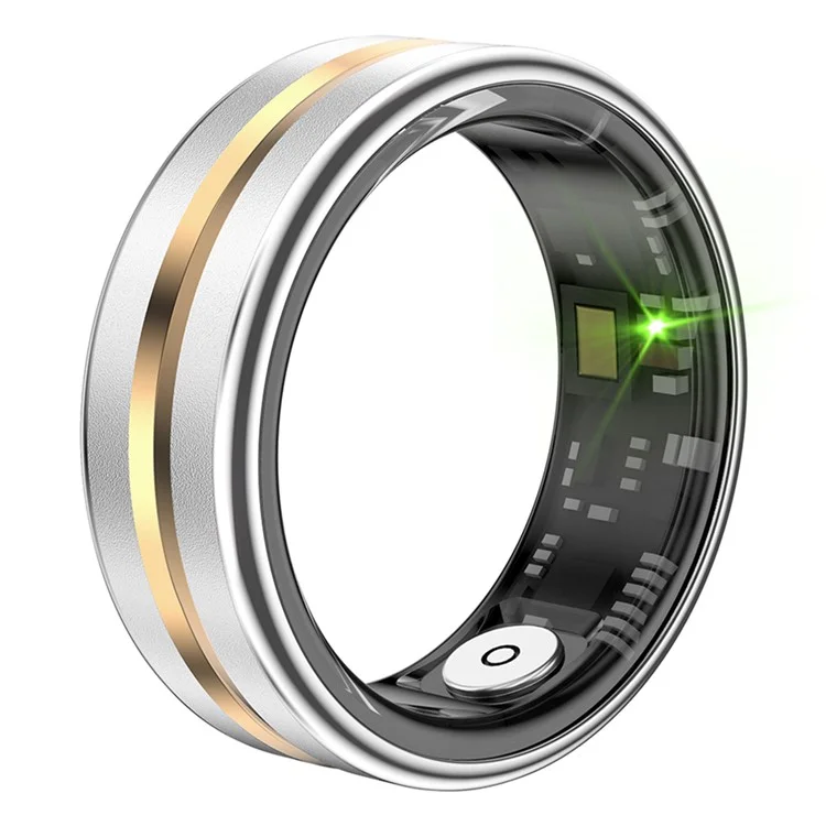 SR03 Ultra Thin Multi-function Health Monitoring Smart Ring with Charging Case, Style B - Middle Gold / Size 8