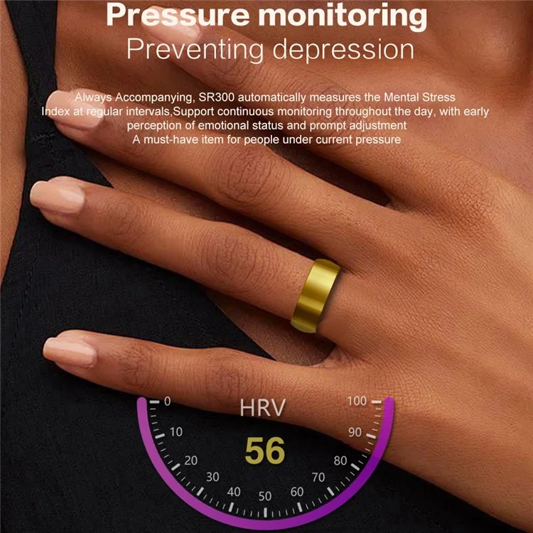 SR300 Multifunktionales Gesundheitsüberwachung Smart Ring Wasserdicht Intelligenter Fingerring Mit Ladekoffer - Silber / Größe 22