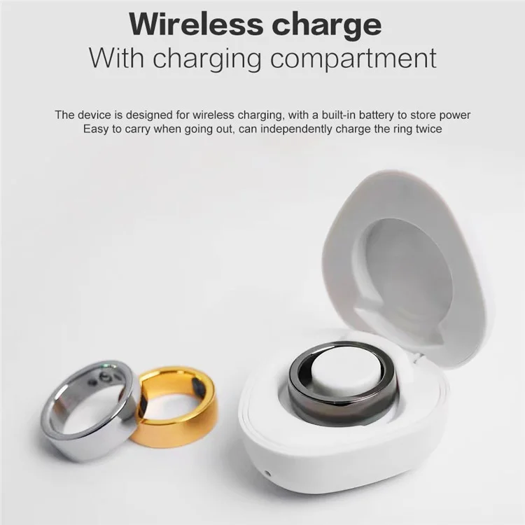SR300 Multifunktionales Gesundheitsüberwachung Smart Ring Wasserdicht Intelligenter Fingerring Mit Ladekoffer - Silber / Größe 22