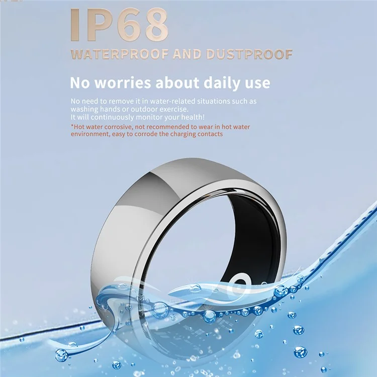 R09M Health Monitoring Smart Ring Multifunctional Bluetooth-compatible Smart Finger Ring - Silver / Size 22