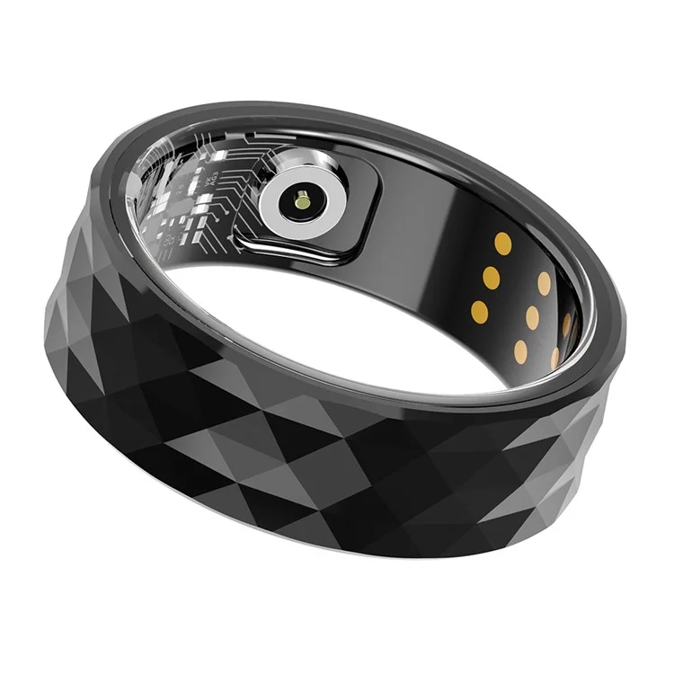 R12M Anello Intelligente Multifunzionale per il Monitoraggio della Salute, Compatibile Bluetooth, Impermeabile - Nero / Taglia 18