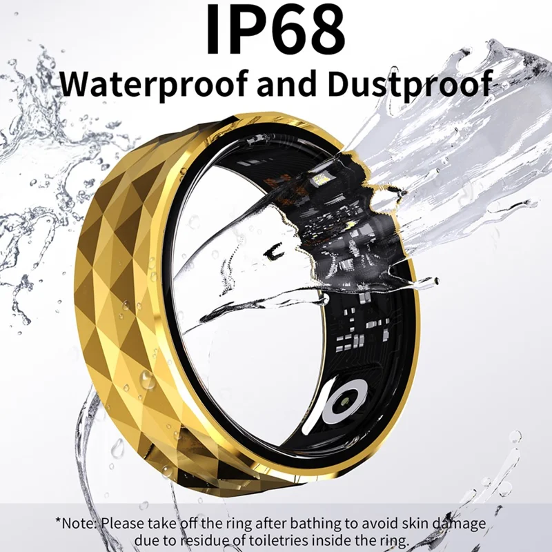 R12M Multifunction Health Monitoring Smart Ring Bluetooth-compatible Waterproof Smart Finger Ring - Black / Size 20