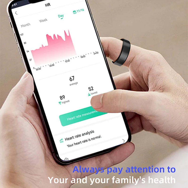 R11M Smart Ring Health Sleep Monitoring Fitness Tracker - Rose Gold / 17.3mm