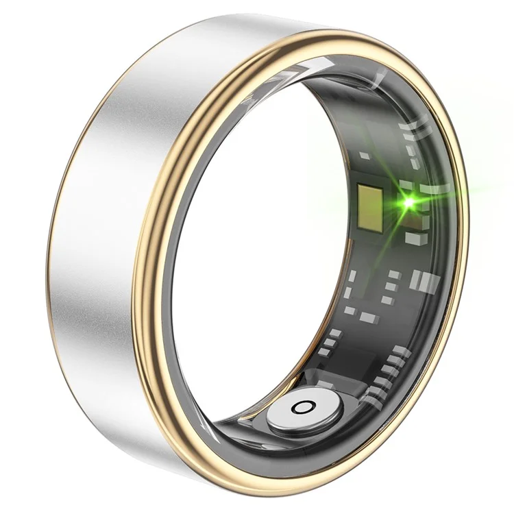 SR06 Aluminum Alloy Smart Ring Bluetooth-compatible Finger Health Tracker - Silver+Gold / 17.4mm Inner Dia