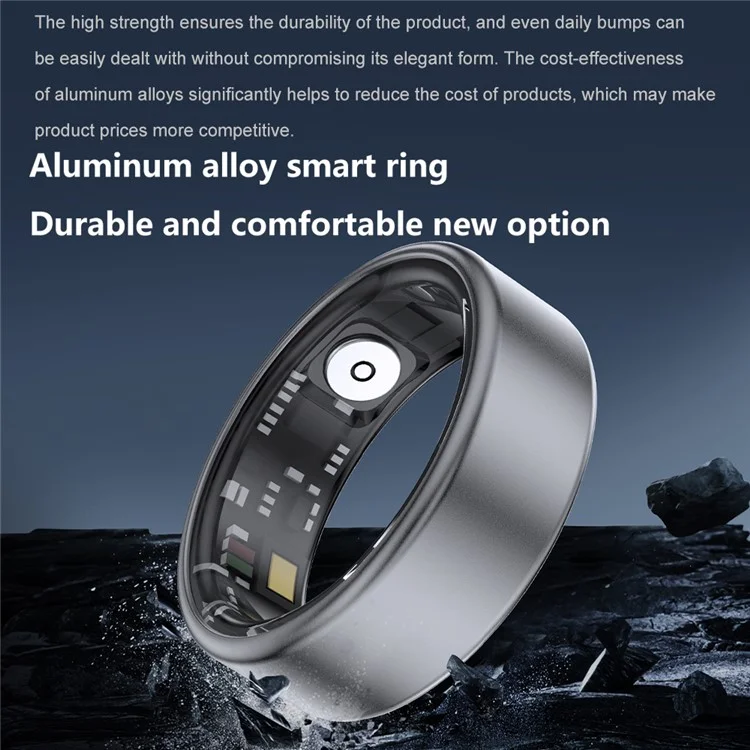 SR06 Aluminum Alloy Smart Ring Bluetooth-compatible Finger Health Tracker - Silver+Gold / 17.4mm Inner Dia
