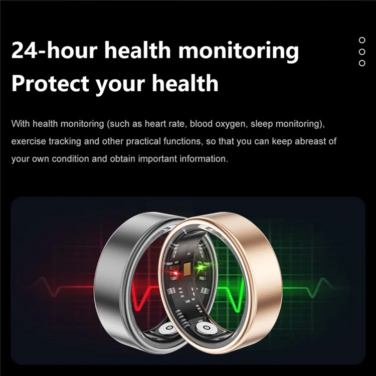 SR06 Aluminum Alloy Smart Ring Bluetooth-compatible Finger Health Tracker - Silver+Gold / 17.4mm Inner Dia